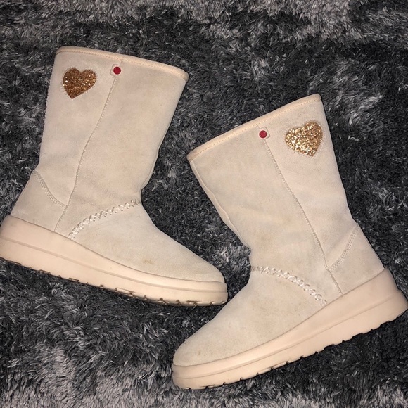 I HEART UGG KISSES GLITTER LEATHER SUEDE BOOTS - Picture 1 of 8